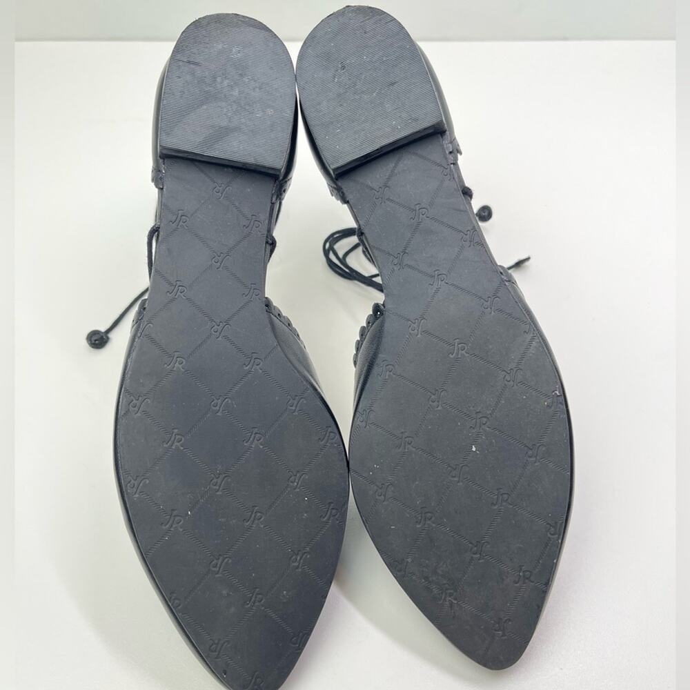 Jack Rogers Camille Leather D'Orsay Black Ankle Tie Flats - Picture 8 of 10